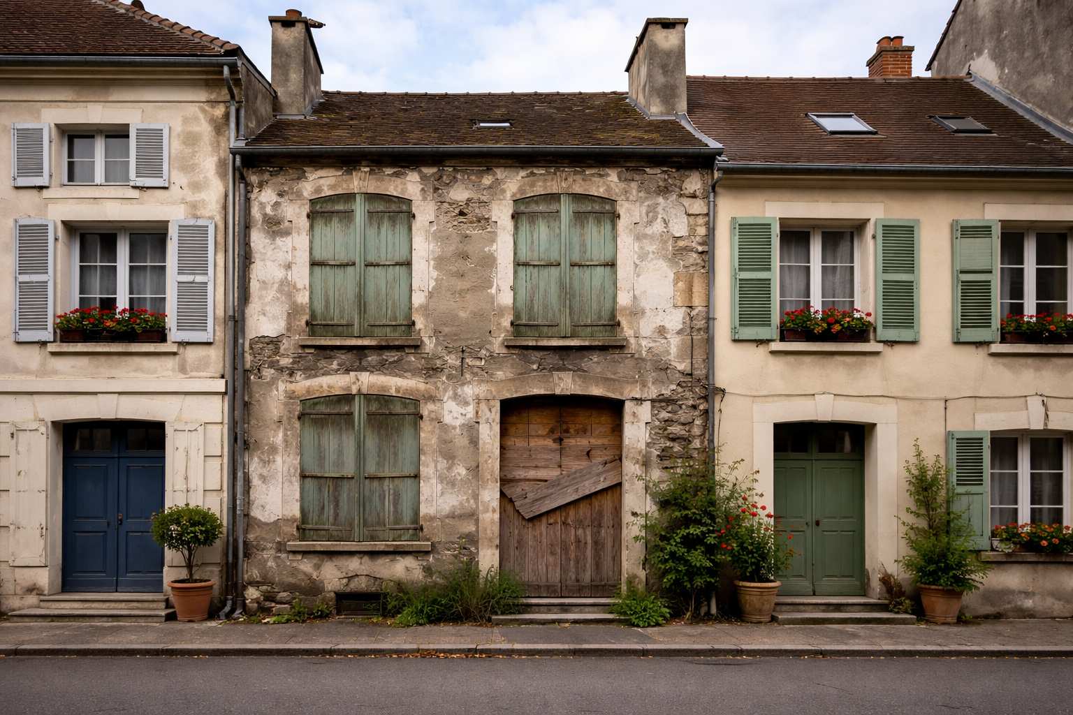 Maison abandonnée en ville